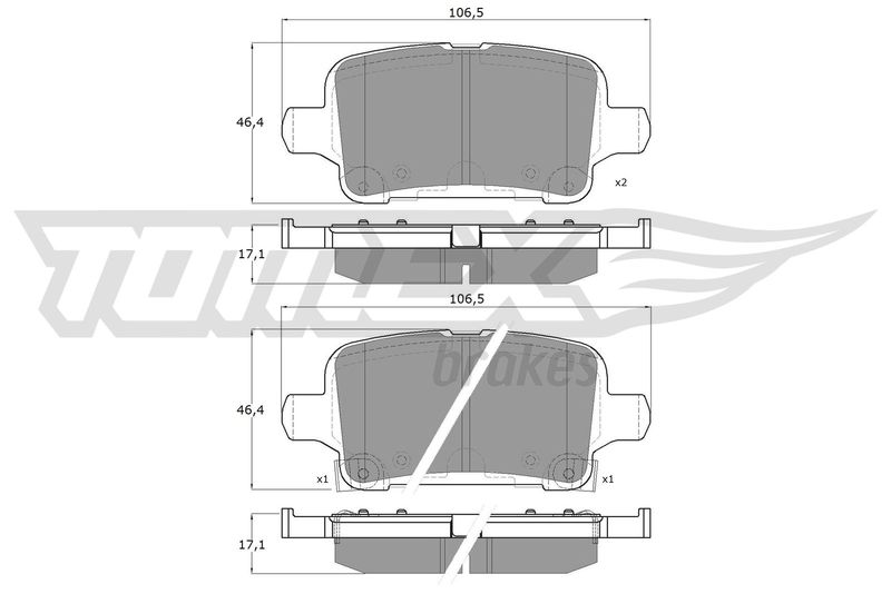 Stabdžių trinkelių rinkinys, diskinis stabdys TOMEX Brakes TX 17-88