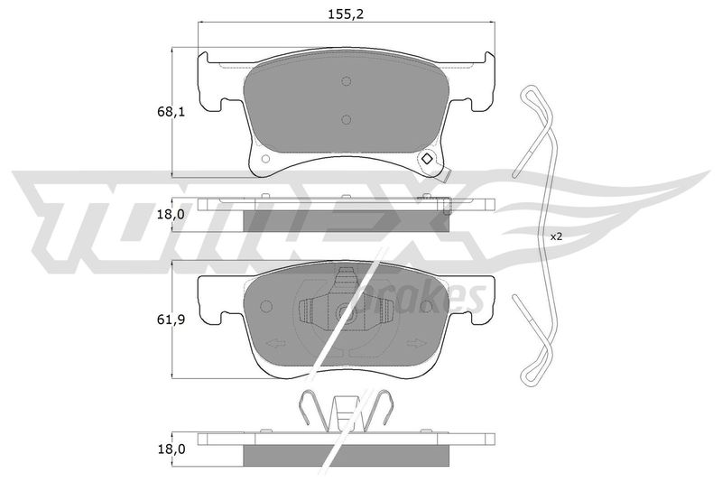 Stabdžių trinkelių rinkinys, diskinis stabdys TOMEX Brakes TX 17-93