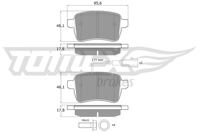 Stabdžių trinkelių rinkinys, diskinis stabdys TOMEX Brakes TX 17-941