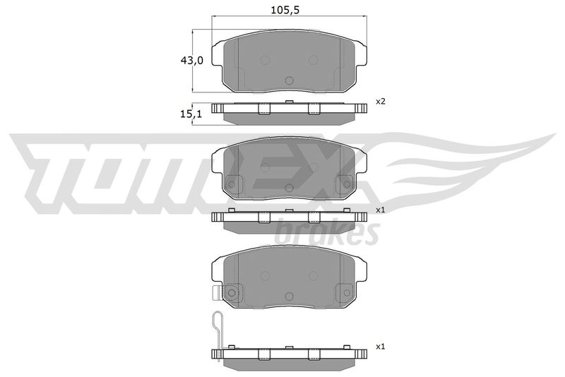 Stabdžių trinkelių rinkinys, diskinis stabdys TOMEX Brakes TX 17-97