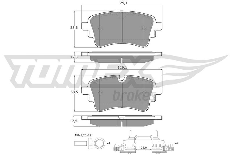 Комплект гальмівних накладок, дискове гальмо TOMEX Brakes TX 18-231