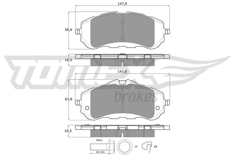 Stabdžių trinkelių rinkinys, diskinis stabdys TOMEX Brakes TX 18-38