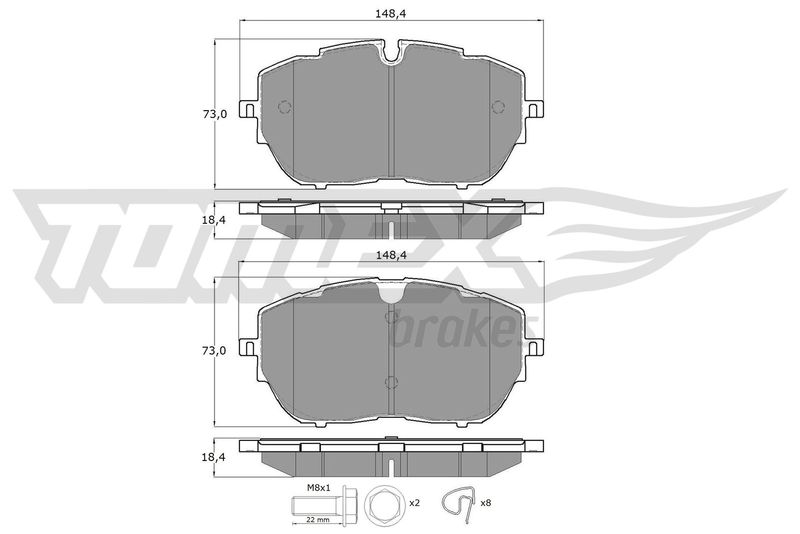Stabdžių trinkelių rinkinys, diskinis stabdys TOMEX Brakes TX 18-65