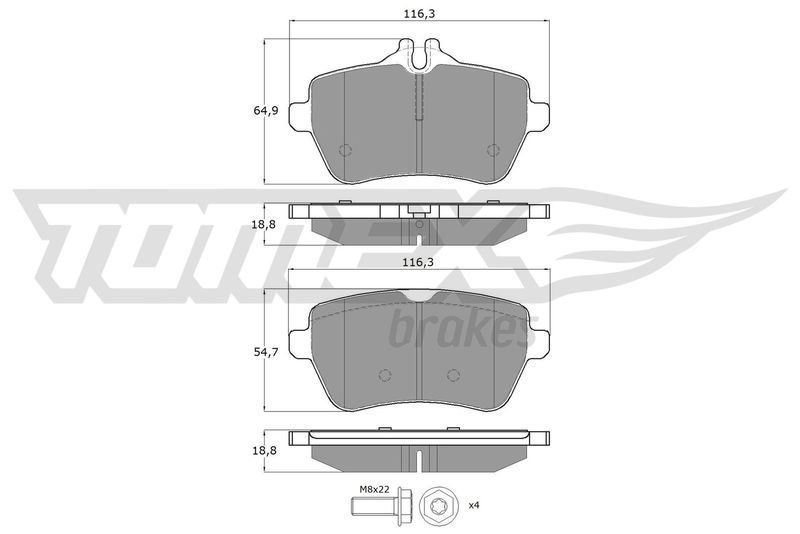 Stabdžių trinkelių rinkinys, diskinis stabdys TOMEX Brakes TX 18-78