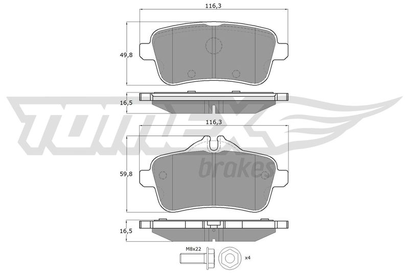 Комплект гальмівних накладок, дискове гальмо TOMEX Brakes TX 18-79