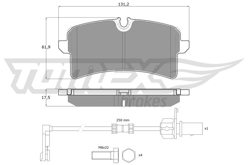 Комплект гальмівних накладок, дискове гальмо TOMEX Brakes TX 18-88