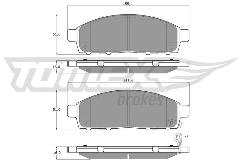 Комплект гальмівних накладок, дискове гальмо TOMEX Brakes TX 19-31