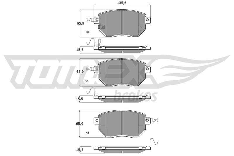 Stabdžių trinkelių rinkinys, diskinis stabdys TOMEX Brakes TX 19-39