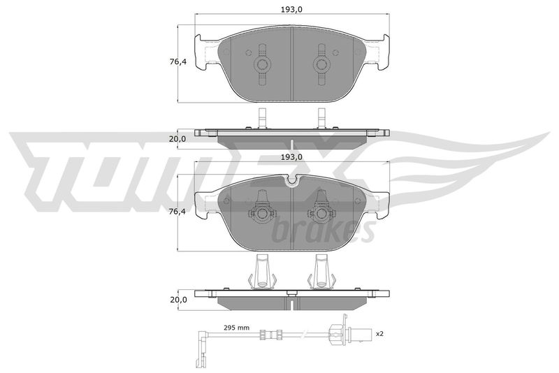 Stabdžių trinkelių rinkinys, diskinis stabdys TOMEX Brakes TX 19-40