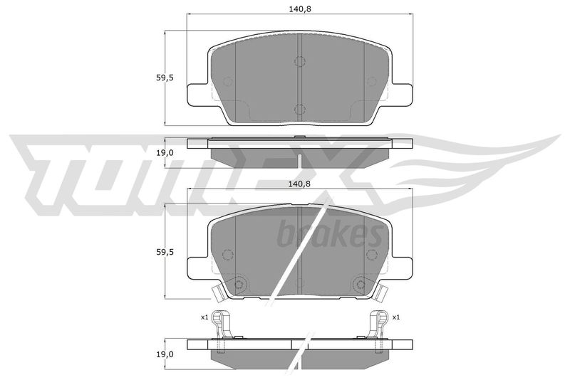 Stabdžių trinkelių rinkinys, diskinis stabdys TOMEX Brakes TX 19-55