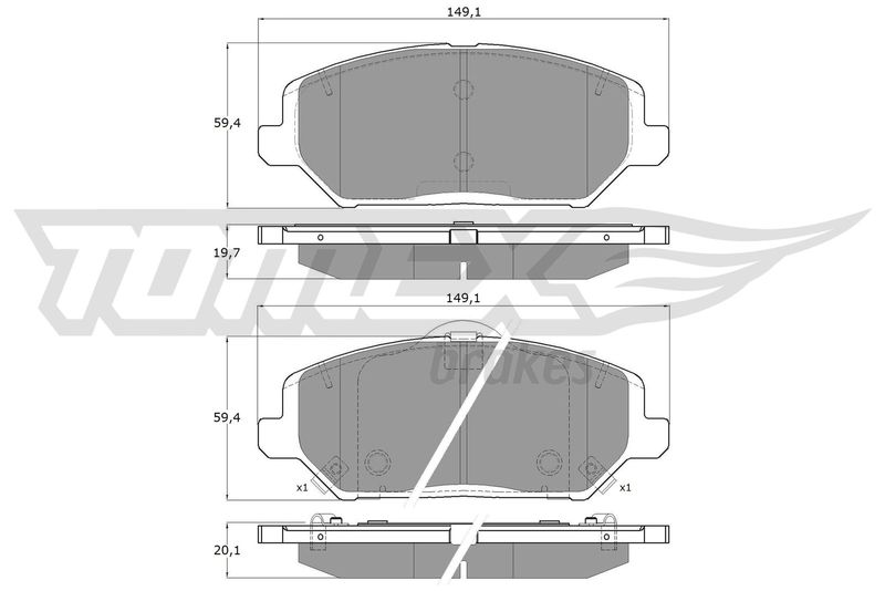 Stabdžių trinkelių rinkinys, diskinis stabdys TOMEX Brakes TX 19-59