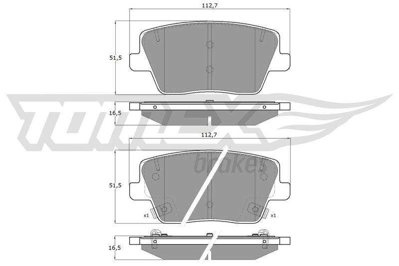 Stabdžių trinkelių rinkinys, diskinis stabdys TOMEX Brakes TX 19-61