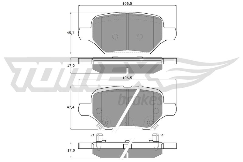 Stabdžių trinkelių rinkinys, diskinis stabdys TOMEX Brakes TX 19-80