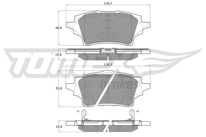 Stabdžių trinkelių rinkinys, diskinis stabdys TOMEX Brakes TX 19-83