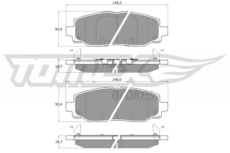 Stabdžių trinkelių rinkinys, diskinis stabdys TOMEX Brakes TX 60-04