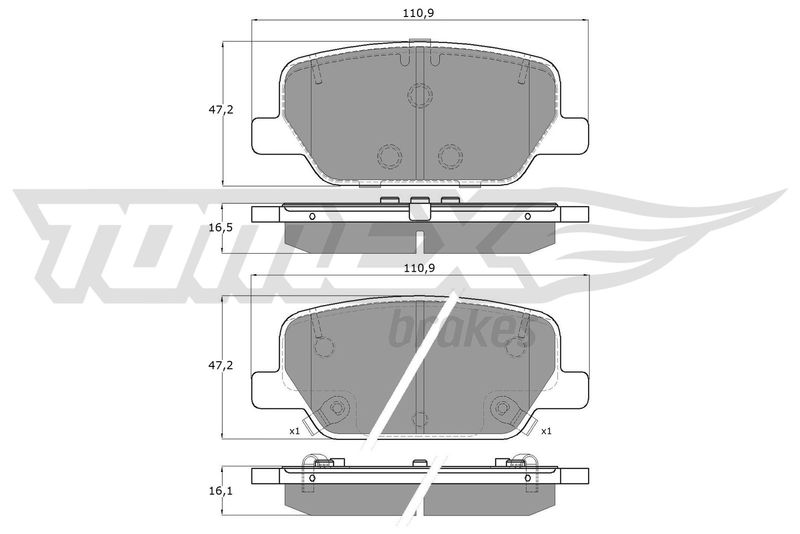 Stabdžių trinkelių rinkinys, diskinis stabdys TOMEX Brakes TX 60-06