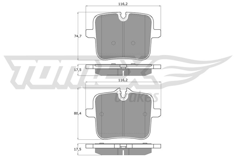 Stabdžių trinkelių rinkinys, diskinis stabdys TOMEX Brakes TX 60-07