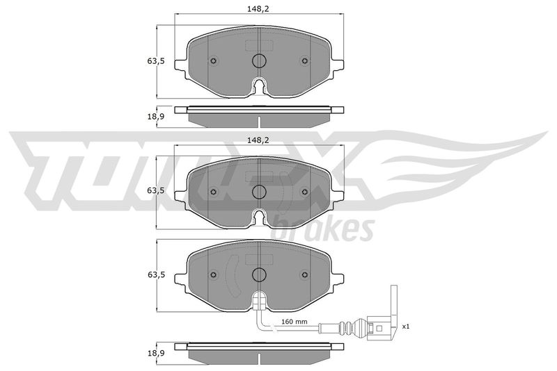 Комплект гальмівних накладок, дискове гальмо TOMEX Brakes TX 60-09