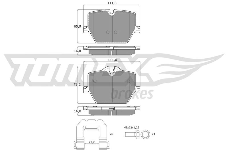 Stabdžių trinkelių rinkinys, diskinis stabdys TOMEX Brakes TX 60-36