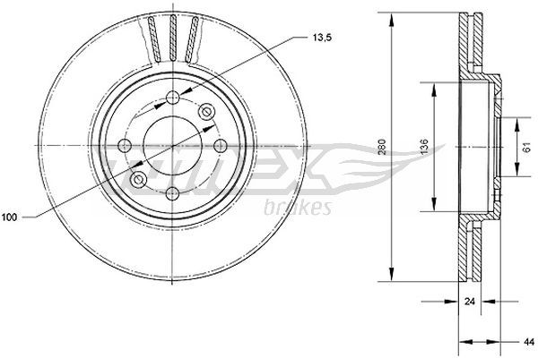 Stabdžių diskas TOMEX Brakes TX 70-22