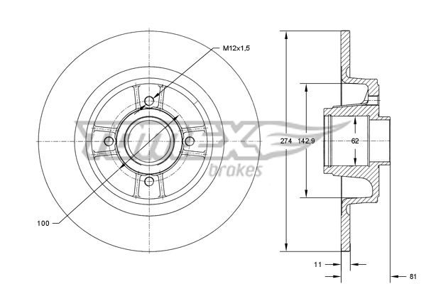 Stabdžių diskas TOMEX Brakes TX70-801