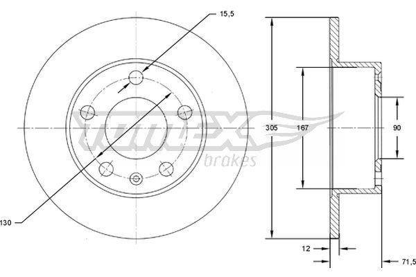 Brake Disc TOMEX Brakes TX 71-76