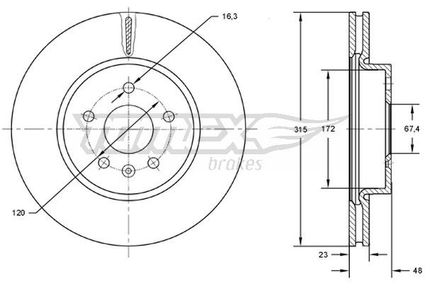 Brake Disc TOMEX Brakes TX 72-97