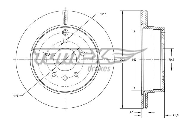 Stabdžių diskas TOMEX Brakes TX 73-71