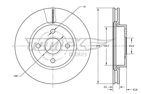 Гальмівний диск TOMEX Brakes TX 73-92