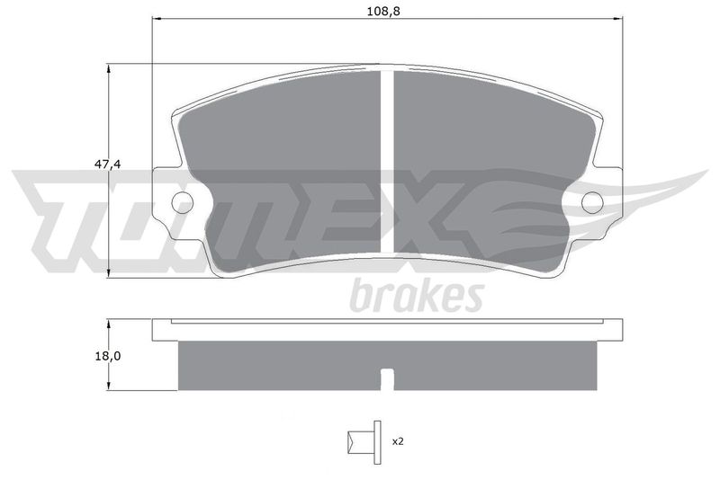 Stabdžių trinkelių rinkinys, diskinis stabdys TOMEX Brakes TX 10-434