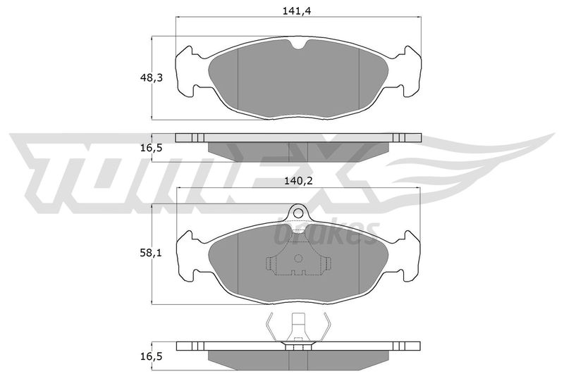 Stabdžių trinkelių rinkinys, diskinis stabdys TOMEX Brakes TX 10-49