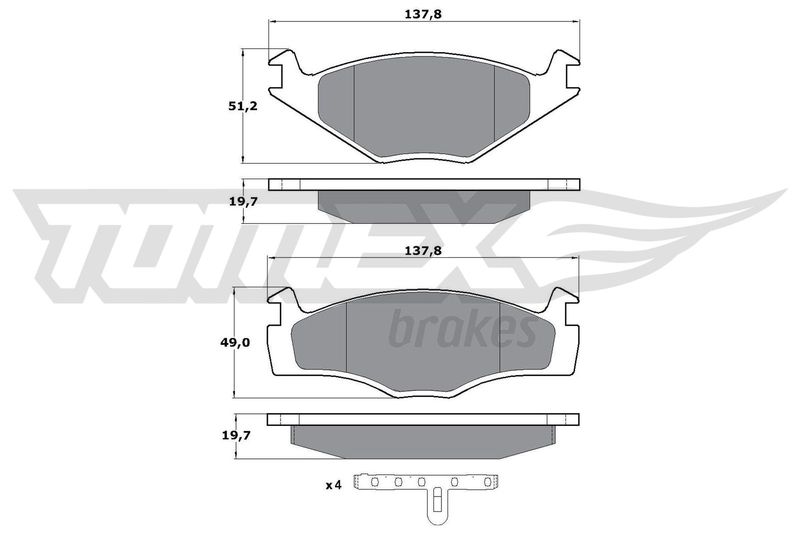 Stabdžių trinkelių rinkinys, diskinis stabdys TOMEX Brakes TX 10-53