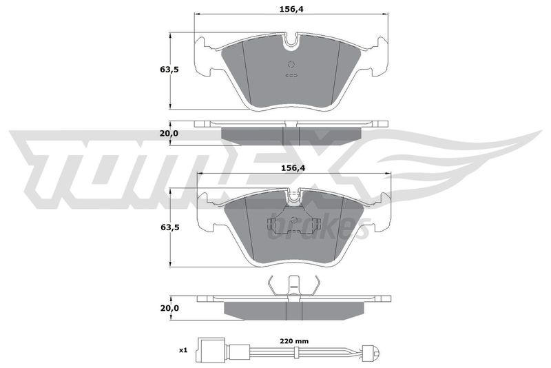 Stabdžių trinkelių rinkinys, diskinis stabdys TOMEX Brakes TX 10-691