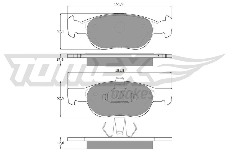 Stabdžių trinkelių rinkinys, diskinis stabdys TOMEX Brakes TX 10-71