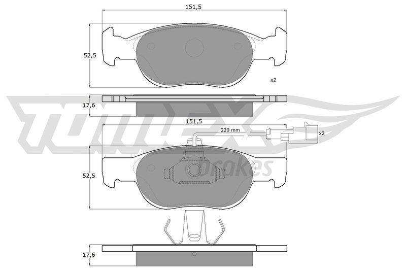 Stabdžių trinkelių rinkinys, diskinis stabdys TOMEX Brakes TX 10-711