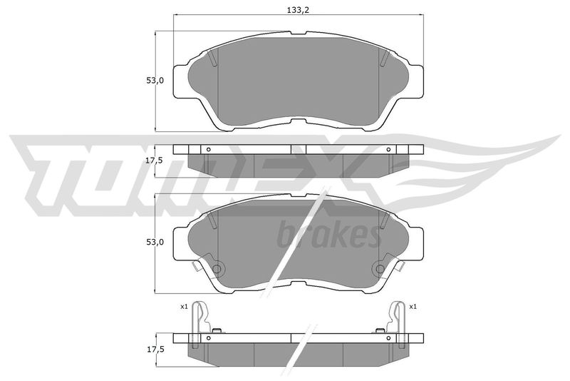 Stabdžių trinkelių rinkinys, diskinis stabdys TOMEX Brakes TX 10-96