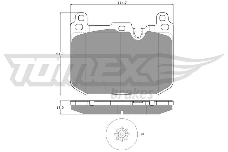 Stabdžių trinkelių rinkinys, diskinis stabdys TOMEX Brakes TX 18-481