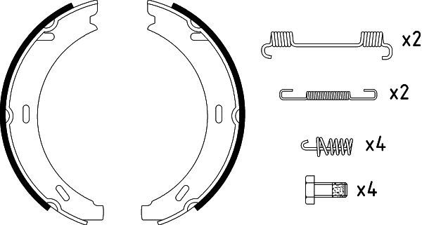 Brake Shoe Set, parking brake HELLA PAGID 8DA 355 050-301