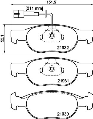 Комплект гальмівних накладок, дискове гальмо HELLA PAGID 8DB 355 007-921