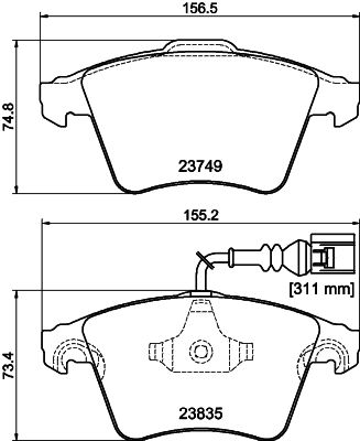 Комплект гальмівних накладок, дискове гальмо HELLA PAGID 8DB 355 011-621