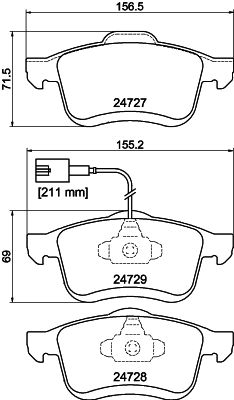 Комплект гальмівних накладок, дискове гальмо HELLA PAGID 8DB 355 014-241