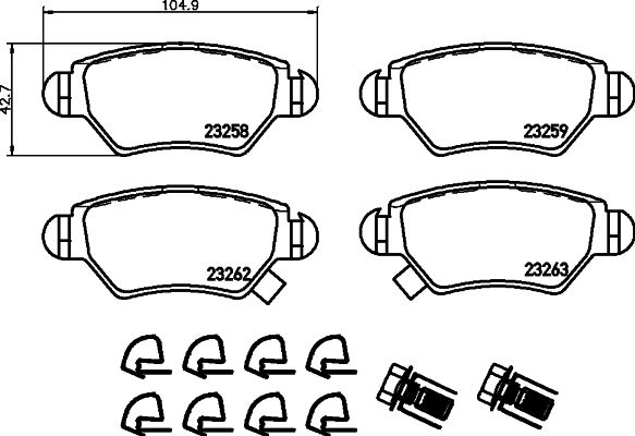 Комплект гальмівних накладок, дискове гальмо HELLA PAGID 8DB 355 019-271