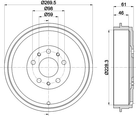 Stabdžių būgnas HELLA PAGID 8DT 355 303-211