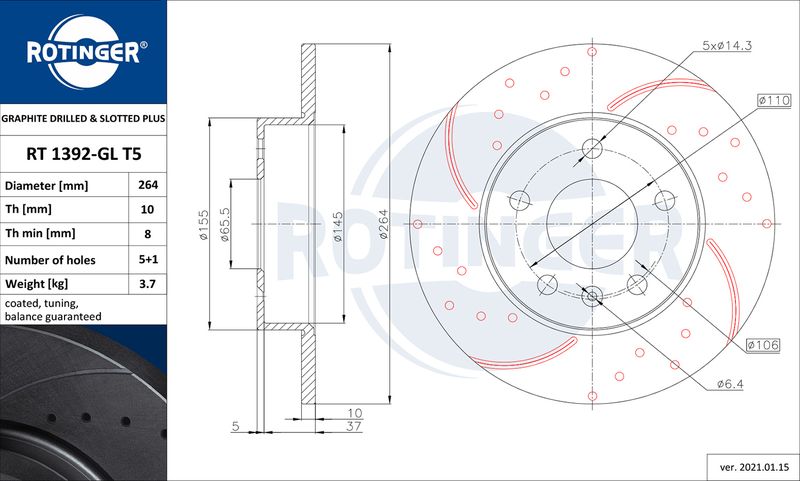 Brake Disc ROTINGER rt 1392-gl t5