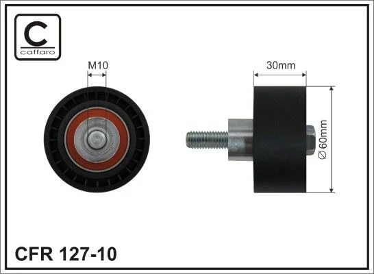 Deflection Pulley/Guide Pulley, timing belt CAFFARO 127-10