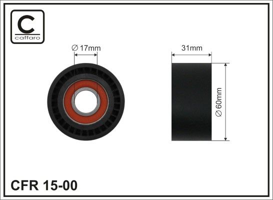 Deflection/Guide Pulley, V-ribbed belt CAFFARO 15-00