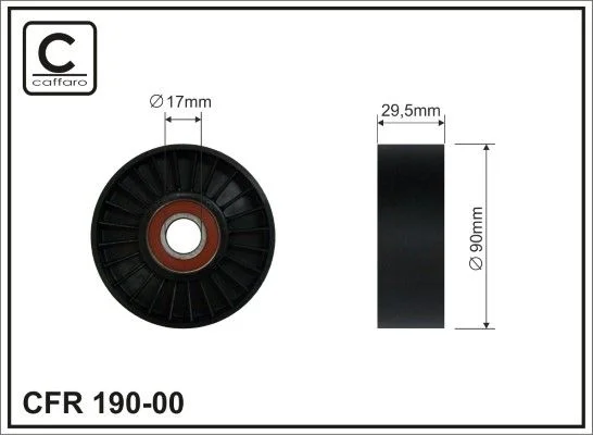 Deflection/Guide Pulley, V-ribbed belt CAFFARO 190-00
