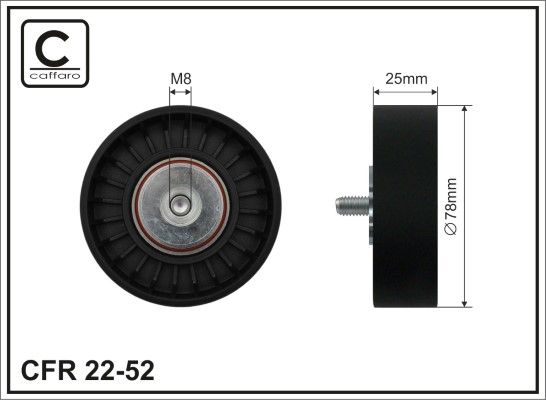 Deflection/Guide Pulley, V-ribbed belt CAFFARO 22-52