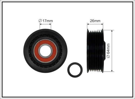 Deflection/Guide Pulley, V-ribbed belt CAFFARO 306-40