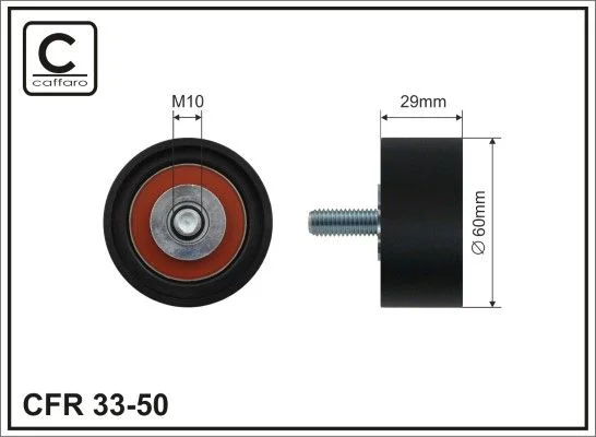 Deflection Pulley/Guide Pulley, timing belt CAFFARO 33-50